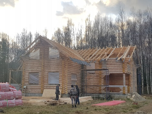 Установка стропильной системы в Ивенце